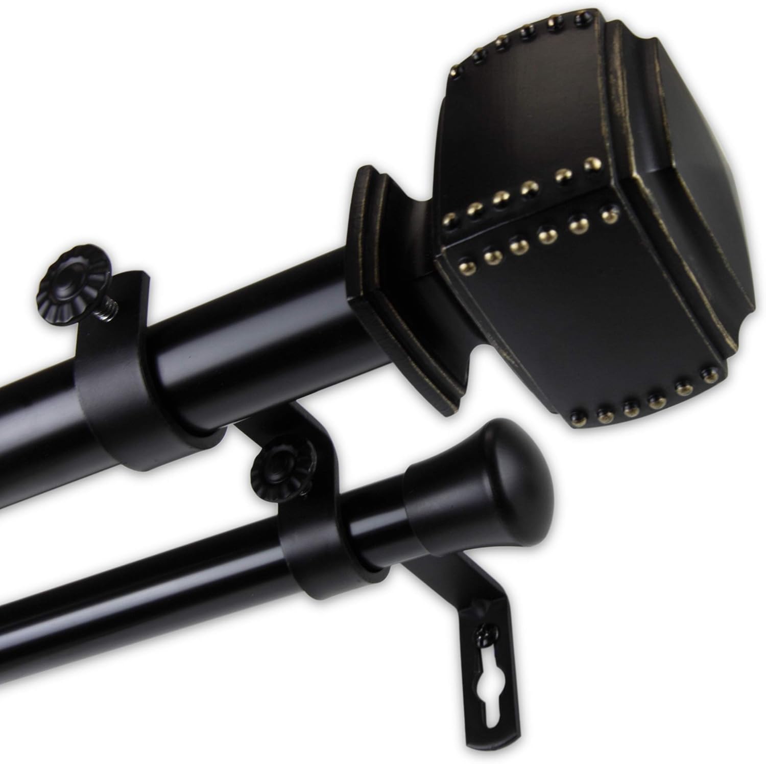 Rod Desyne 100-27-1602-D 1" Bennett Double Curtain Rod, 160-240 inch, Black: Home & Kitchen