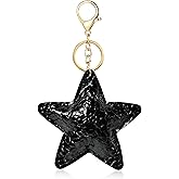Fmeida Keychain for Women Puffy Star Bag Charms Cute PU Leather Keychain Accories for Handbag,Purse,Backpack
