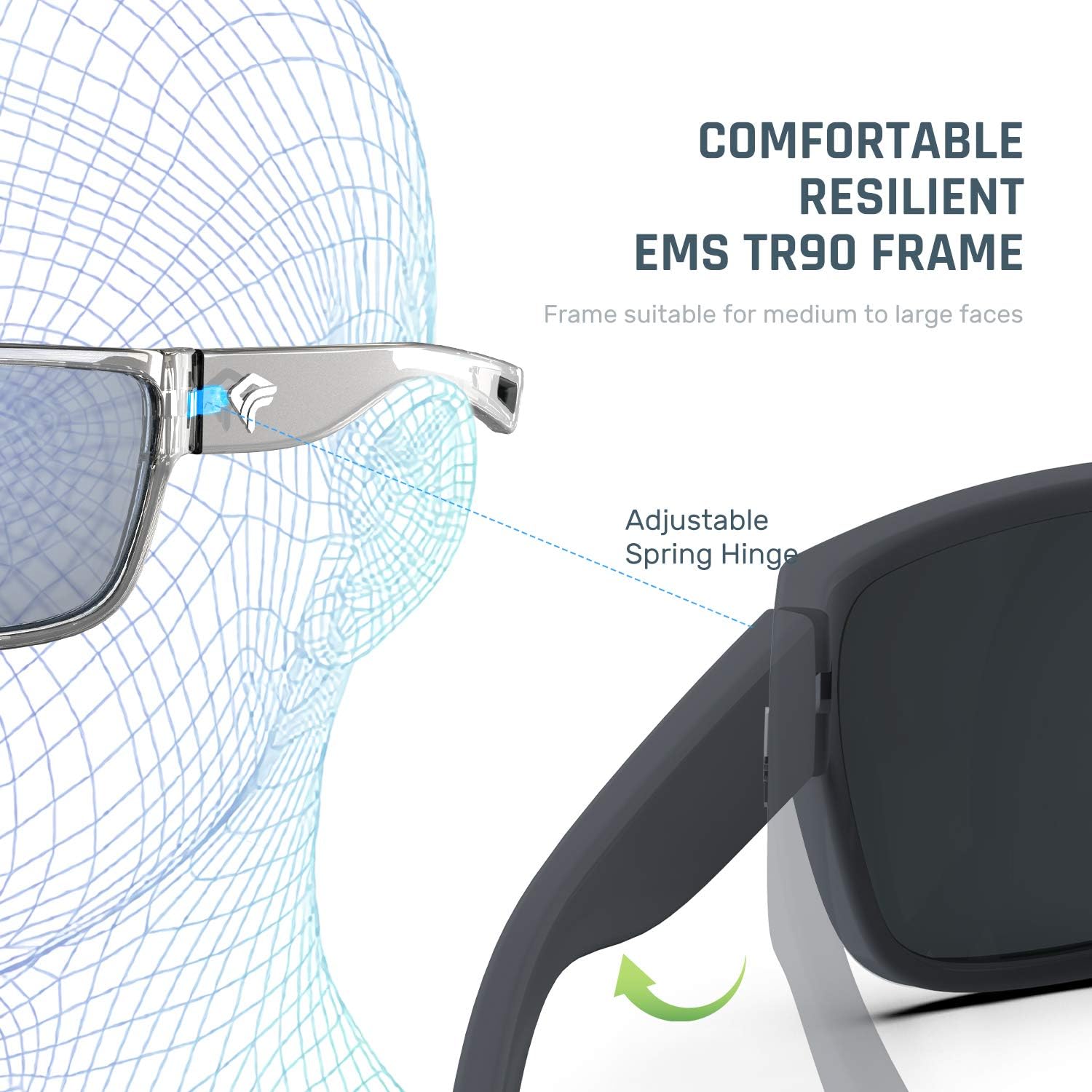 TOREGE Polarized Sports Sunglasses for Men and Women Cycling Running Golf Fishing Sunglasses TR26 (Matte Grey Frame & Ice Blue Lens): Clothing