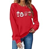 MYHALF Valentines Day Sweatshirts Valentine Shirts: Womens Love Heart Long Sleeve Tops Oversized Patch Crewneck Pullover