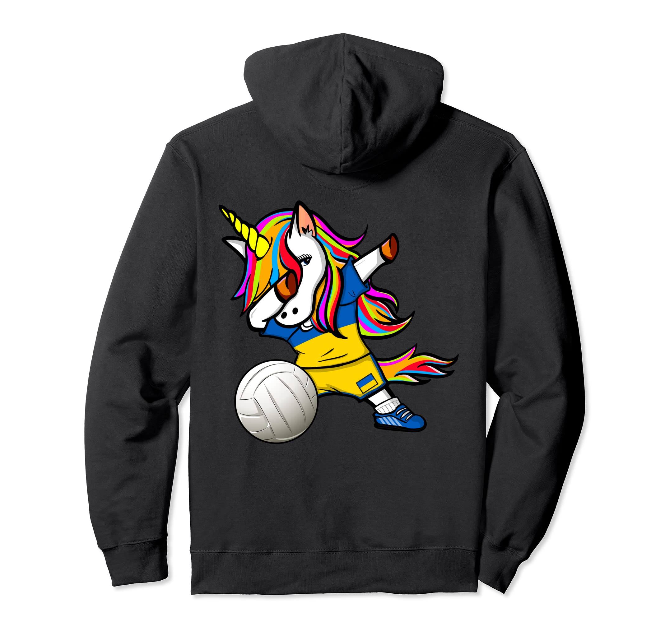 Dab Unicorn Ukraine Volleyball Fans Jersey Ukrainian Flag Pullover Hoodie