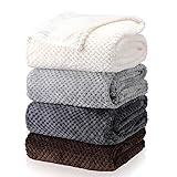 Newwiee 4 Pcs Flanne Fleece Throw Blanket for Bed