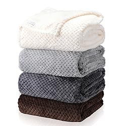 Newwiee 4 Pcs Flanne Fleece Throw Blanket for Bed