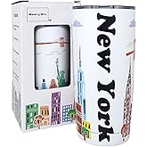 Beary Blu City Themed Artwork Tumbler Collection - Designed in the USA - 20oz Vacuum Insulated Tumbler with Lids - Stainless Steel Coffee Travel Mug with, Cup for Hot Cold Drinks (New York)