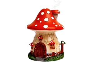 CACUKAP Handmade Mushroom House Incense Holder Sculptures, Cute Glow in The Dark Mushroom Incense Burner Ornaments Decor Gifts Statues, Adorable Home Decoration