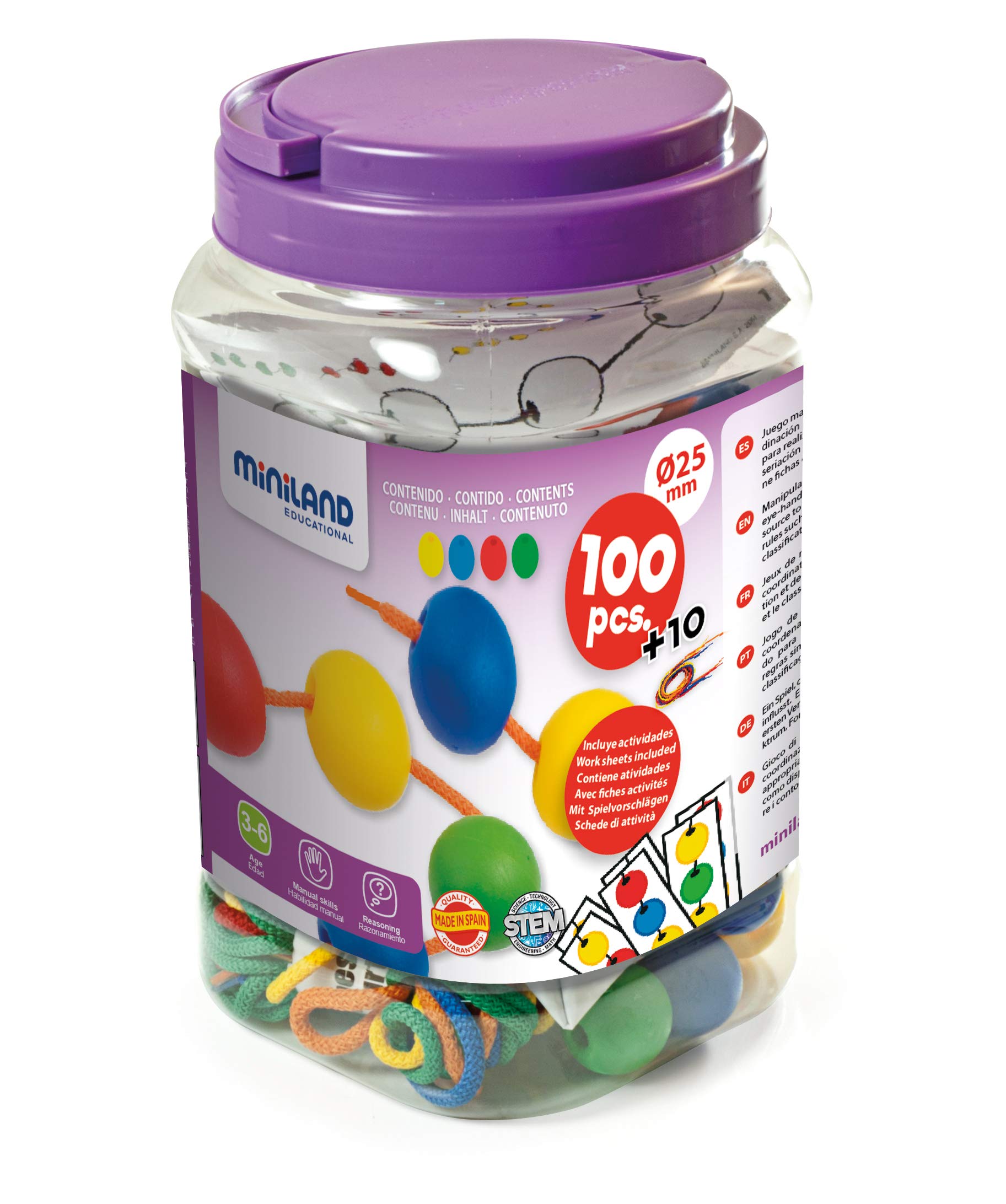 Miniland Lacing Balls In Jar 25 mm (100 Piece) 31737