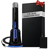 The Beard Struggle Carbon X Heated Beard Brush, Cordless Beard Straightener for Men with Adjustable Temperature 160–200°C – Ionic Anti-Frizz Carbon X Technology Beard Straightening Brush