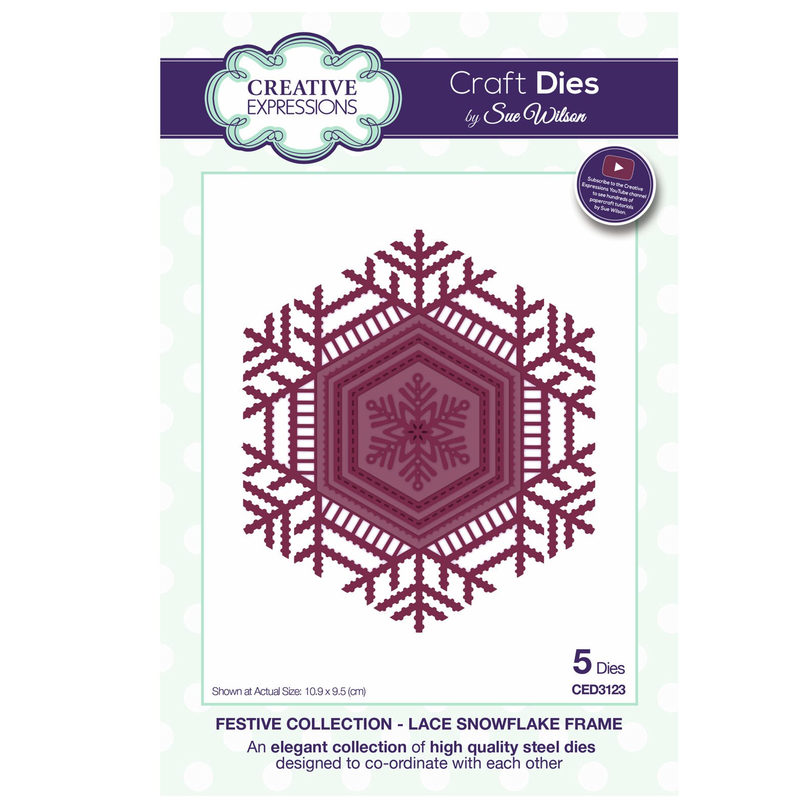 Sue Wilson Festive Collection Lace Snowflake Frame, Silver, Multiple