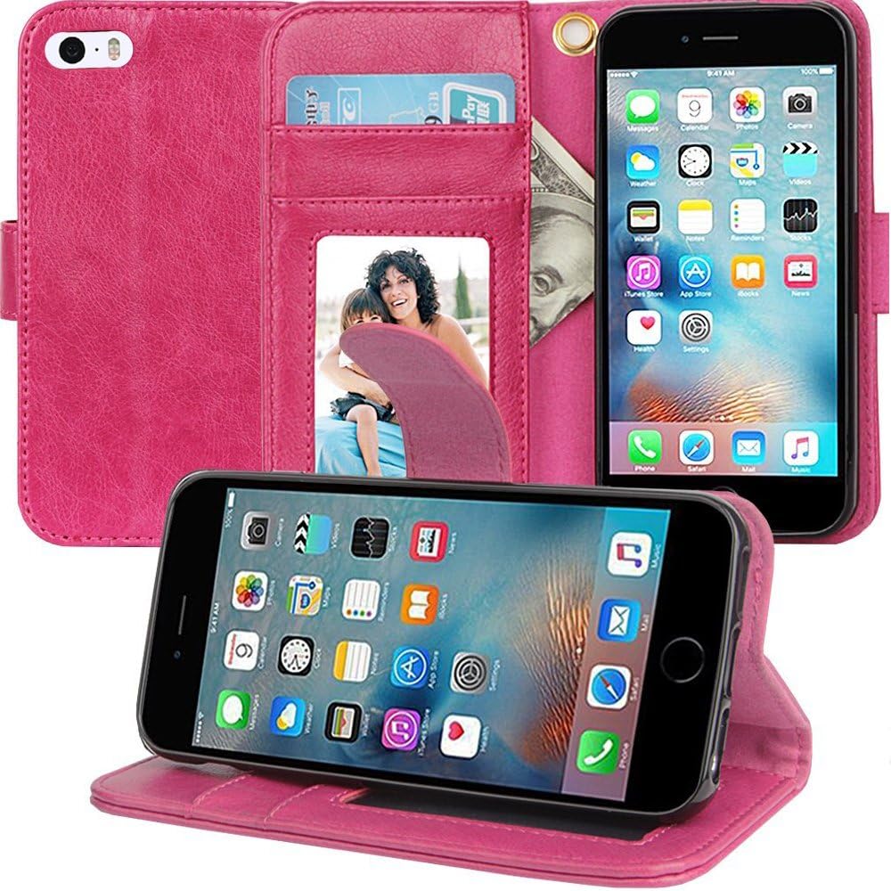 iPhone SE Case, Modroid iphone SE Wallet Case Luxury fashion Leather Wallet Cover and Stand Credit Card/ID Card SlotsPockets Flip Cover for iphone SE(Pink)