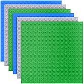 6 Pack Large Building Brick Baseboard in Blue, Green, Gray, 10 x 10 Inch Baseplates Compatible with DUPLO,MEGA, Baseplate for