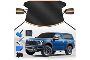 STORYSTORE Car Windshield Cover for Snow and Ice, Car Windshield Snow Cover Kit with Side Mirror Cover, 600D Frost Guard Windshield Cover, Winter Frost Hail Protector for Sedan Truck SUV and MPV