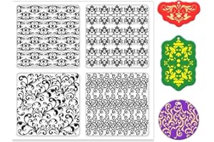 Feuilles de texture en argile polymère rétro - Motif vintage - Pour la fabrication de bijoux - Outils de boucles d'oreilles e