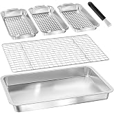 Grill Baskets 6-Piece Grill Baskets for Outdoor Grill Stainless Steel Grilling Basket BBQ Grilling Accessories for Grills Smokers Vegetable Grill Basket