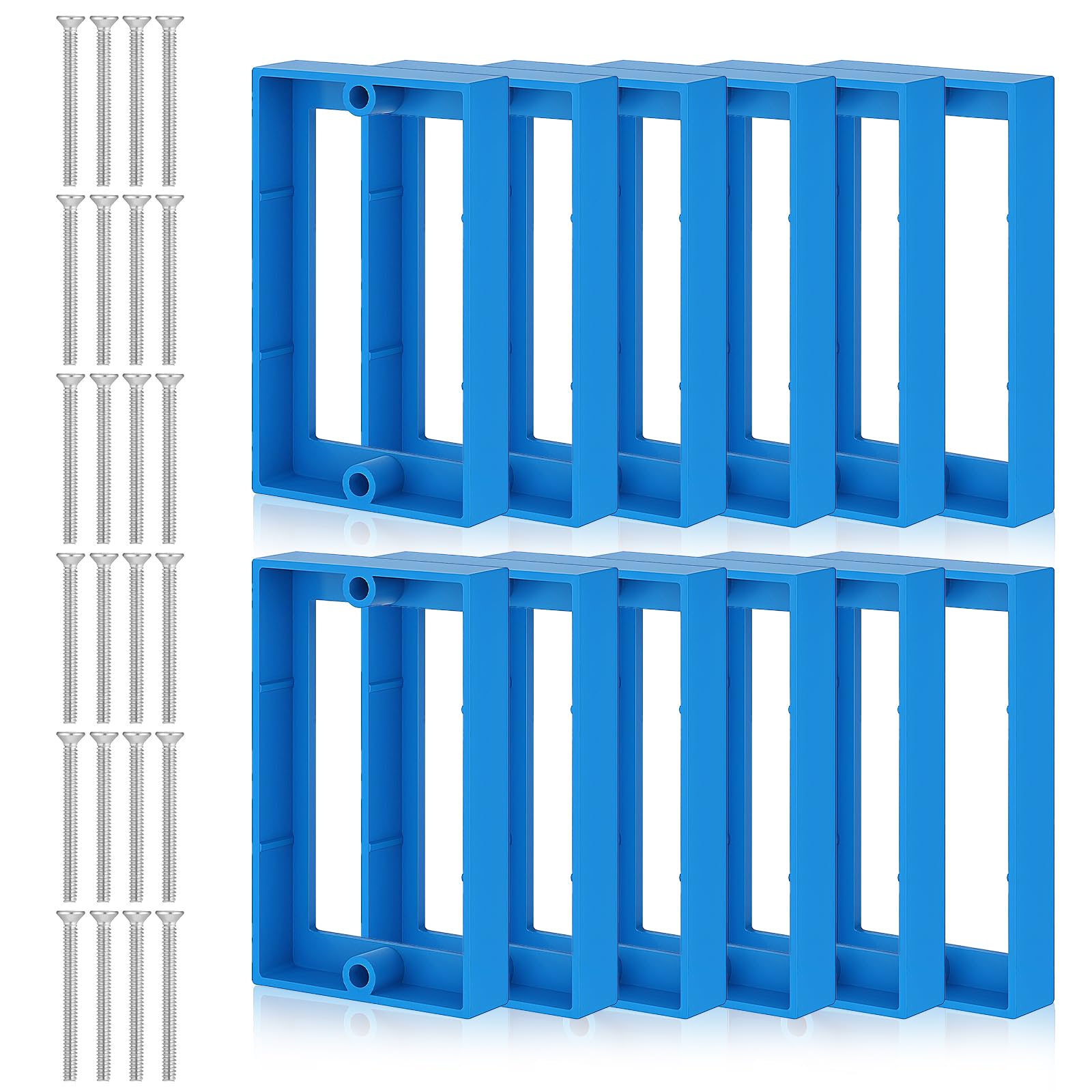 Photo 1 of 12Pcs 1/2" Single Gang Electrical Box with 24 Screws, Electrical Outlet Boxes Extender 1 Gang Receptacle Extender for Electricals Box and Outlet Switches(Blue)