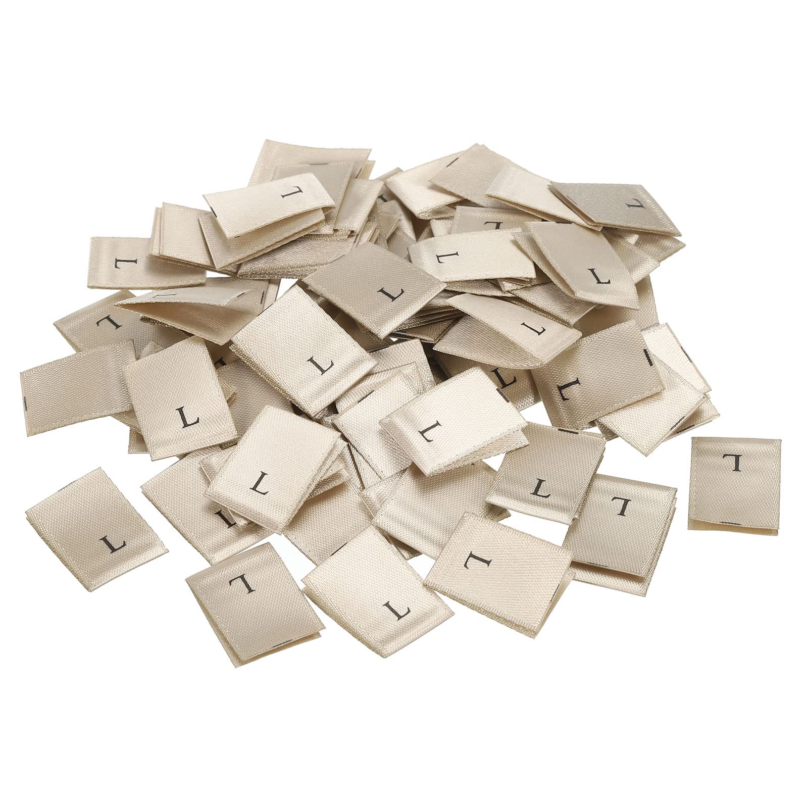 PATIKIL Clothing Size Labels, L Sizes Woven Sewing Clothes Label Gold Tone for Clothes Garment, Pack of 100