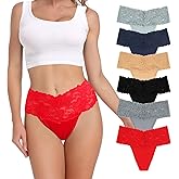 Yuamose Lace Thongs For Women Plus Size Sexy Underwear T Back Stretch Womens Thongs Underwear 5/6/10 Pack
