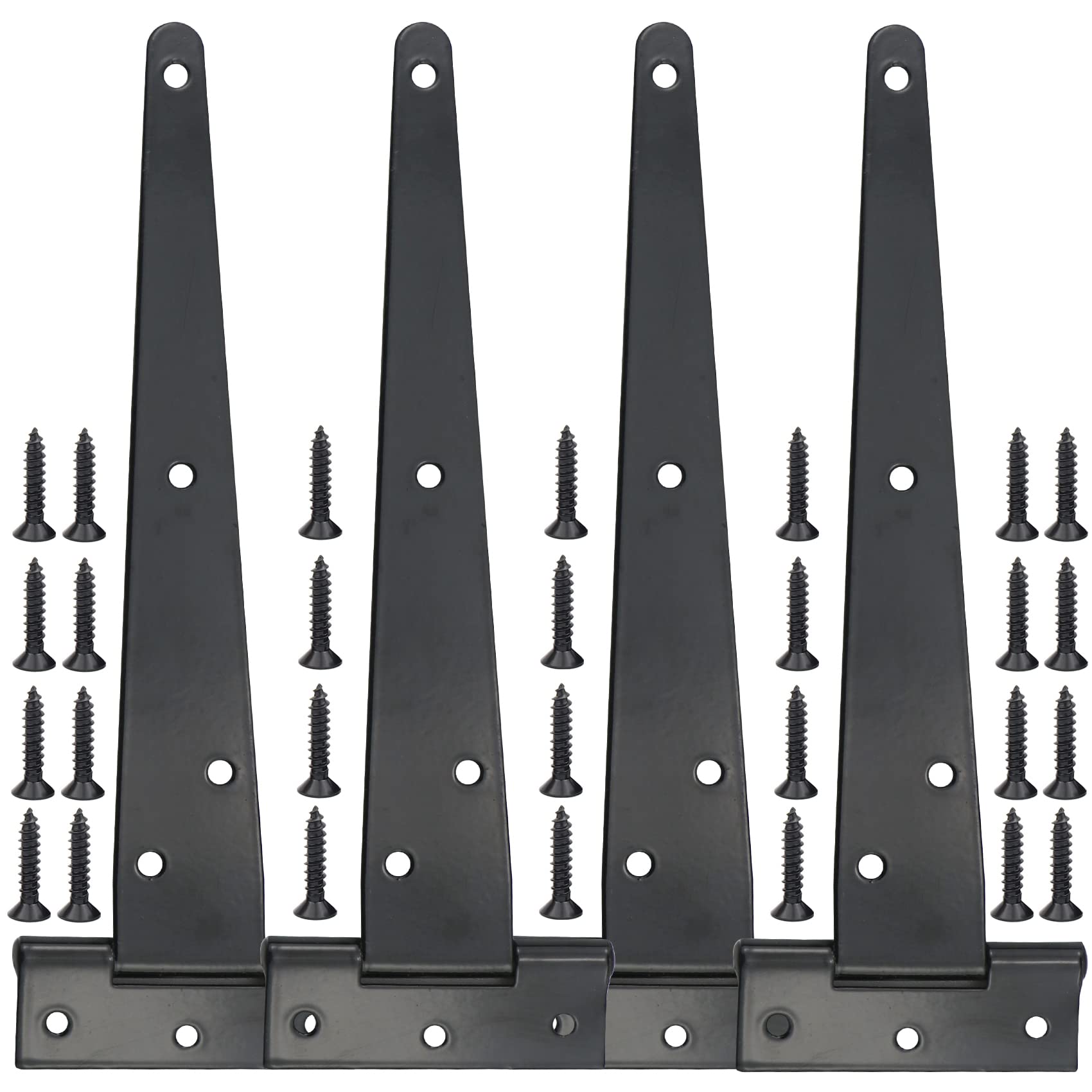 T Hinges,4 Pcs 8 Inch T Strap Heavy Duty Black Metal Door Hinges, Used for Wood Doors, Outdoor Wooden Fences, Shed Doors, Gates,Cabinets,Windows(100/150/200mm) (8 inch)