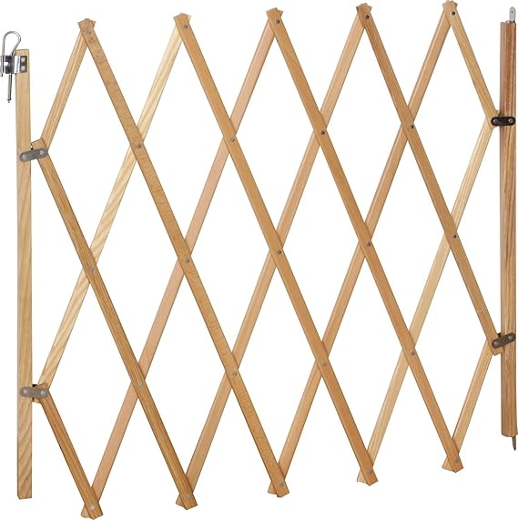 IB-Style - Absperrgitter für Hunde LIN - 60-108 cm Weiss oder Natur - Buche massiv | Ziehharmoinka Türgitter Zaun Absperrung 