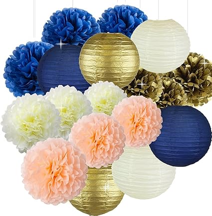 Amazon Com Sorive Bridal Shower Decorations Navy Peach Gold