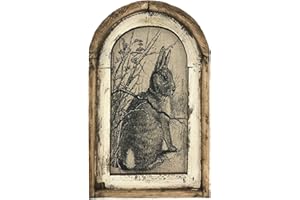 DIMCASO 12 * 8 Inch Bunny Decor French Country Decor, Rabbit Wall Art Rustic Farmhouse Decor, Rustic Wooden Vintage Wall Decor with Frame, Bunny Rabbit Art Poster for Home and Easter Decoration (A)