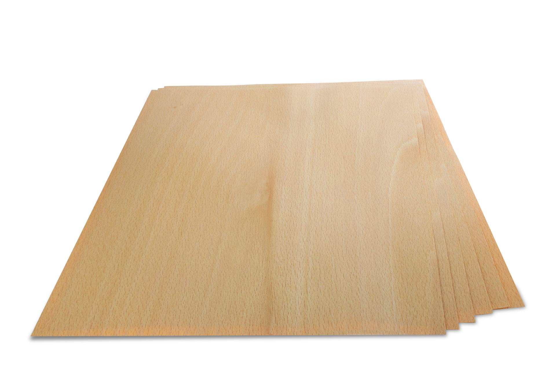 WoodPress® Real Beech Wood Veneer - Pack of 6 Sheets - A4 Size (apx. 21cm x 29cm) - Veneer for Marquetry, Model Making & Furniture Repair