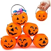 3 Otters 12PCS Mini Halloween Pumpkin Buckets, Small Pumpkin Candy Buckets | 3 Styles, Buckets with Handle Children Trick or Treat Bags
