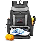 HAMBOLY Pickleball Bag for Men & Women, Large Pickleball Backpack with Shoes Compartment and Cooler, Fence Hook Design