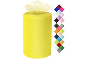 MIGLORIA Yellow Tulle Fabric Roll 6 Inch X 300 FT (100 Yards) Matte Tulle Ribbon Netting Mesh Spool for DIY Tutu Skirt Wedding Bow Gift Wrapping Baby Shower Christmas Party Halloween Decorations