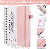 Thboxes Password Book Address Book with Tabs Pink 7.7 x 5.5 Coiled view 2