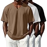 Evervibe 3 Pack Men's Big and Tall Shirts Cotton V Neck L-5xl Plus Size Short Sleeve Soft Casual 2026 Summer Tee