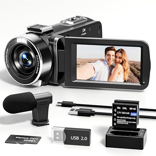 Sony 2K 60FPS Flip Screen Camcorder, WiFi IR Control, 18x Zoom