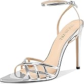 HOCHFART Women's Strappy Heels Lace Up Pointed Open Toe Ankle Strap Stiletto High Heels Sandals Dressy Summer Shoes for Women