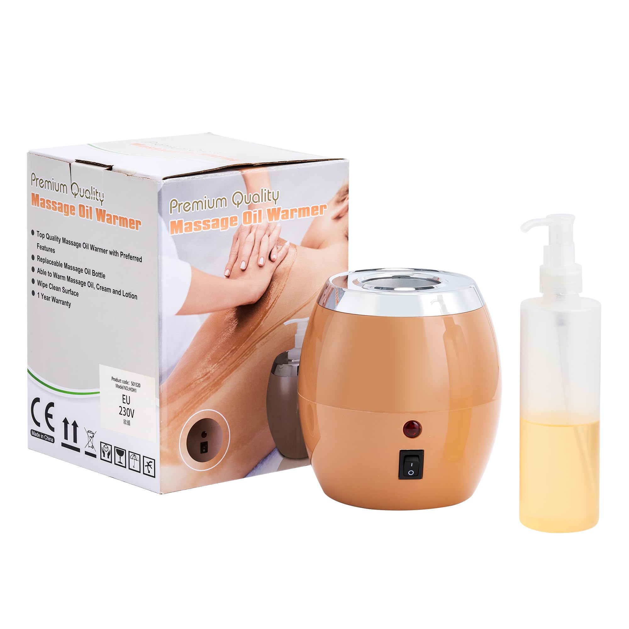 Master Massage Single Bottle Massage Oil Heater Warmer with One Oil Bottle (UK Plug)