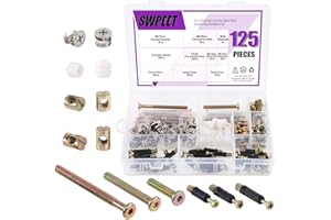 125Pcs 3 in 1 Furniture Crib Hardware Screws Connecting Fittings Kit, Cam Fitting with Dowel 3-in-1 Hardware Connectors Furni