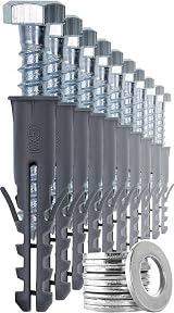 1STec 10 x M10 x 50mm Galvanised Anchor Plug with 13mm Hex Bolt Head