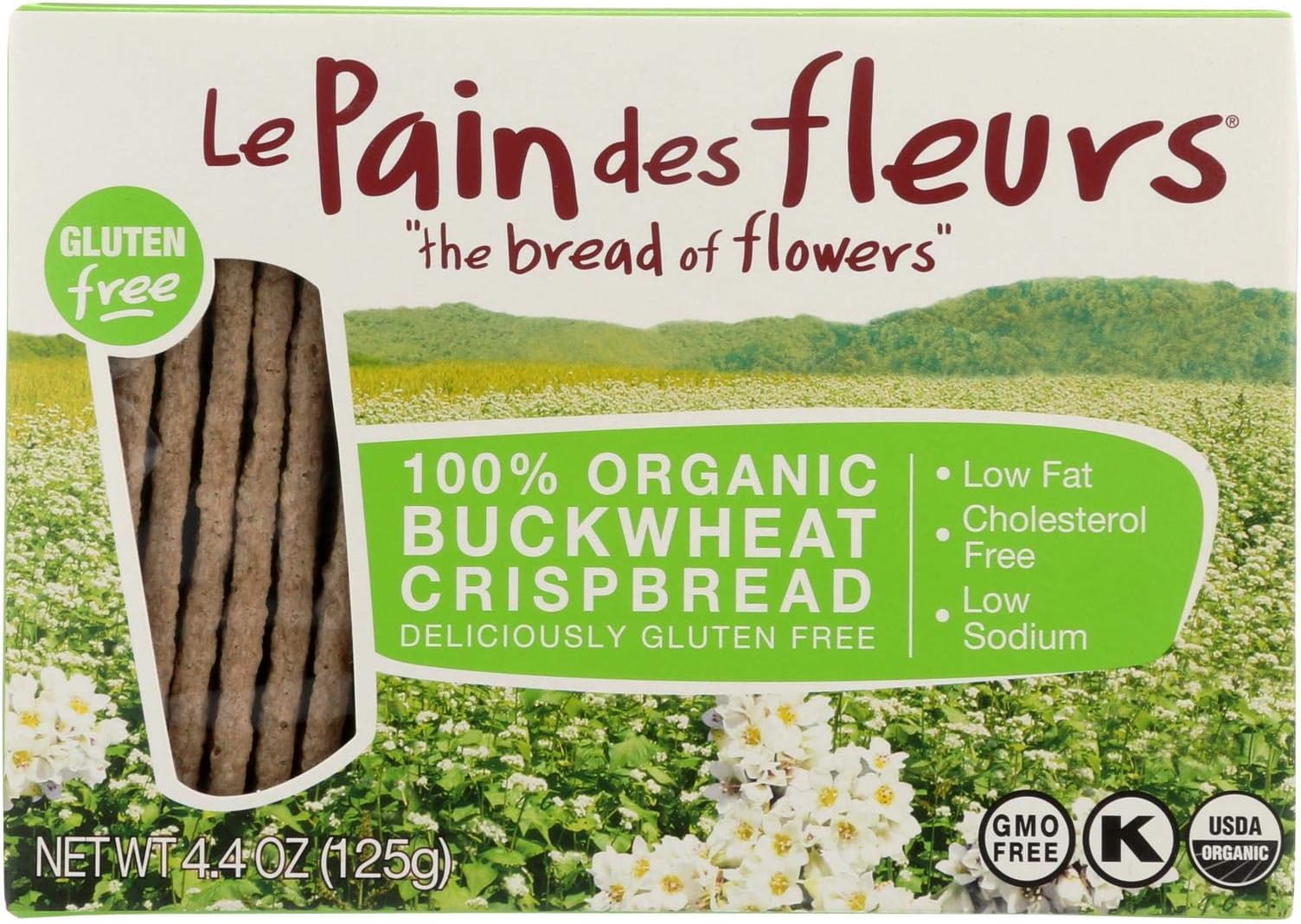 Le Pain Des Fleurs Organic Crisp Bread - Buckwheat - Case of 6 - 4.41 oz.