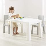 Liberty House Toys BS-8817W Kids Table and 2 Chairs White Grey 49-54cm Height