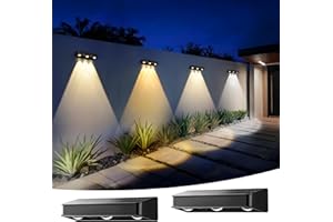 AUDERWIN Solar Fence Lights, 1200 mAh Solar Wall Lights Outdoor Waterproof IP65 led for Outside Backyard, Patio, Front Porch, Yard, House, Garden, Pool Decor (2 Pack) 6 Modes