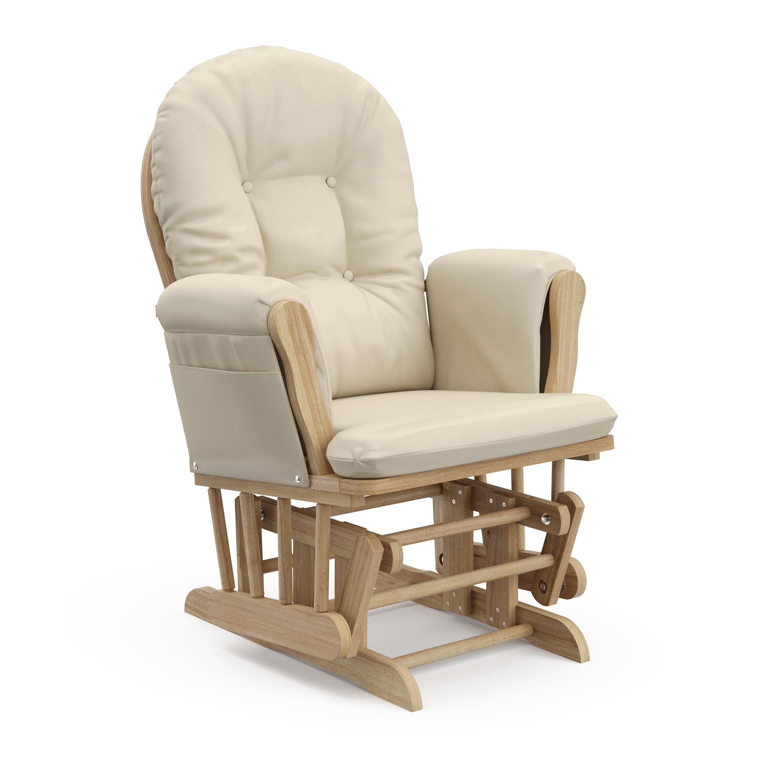 Storkcraft Premium Hoop Glider & Ottoman (Natural/Beige) — GREENGUARD Gold Certified Nursery Glider, Solid Wood Craftsmanship, Smooth-Gliding Nursery Chair and Ottoman, Award-Winning