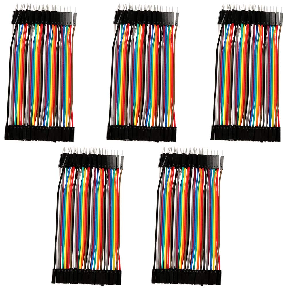 Akozon 5pcs Colorful 10cm Jumper Wires Set 40pin M to F Ribbon Cable for Breadboard