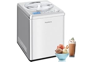 Homtone Ice Cream Maker 2.64 Quart for Making Homemade Soft Ice Cream,Gelato,Sorbet within 60 min,Keep Cooling for 2H,No pre-Freezing Automatic Ice Cream Machine with Compressor
