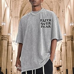 Kelxjia Christian Shirts for Men Faith Over Fear