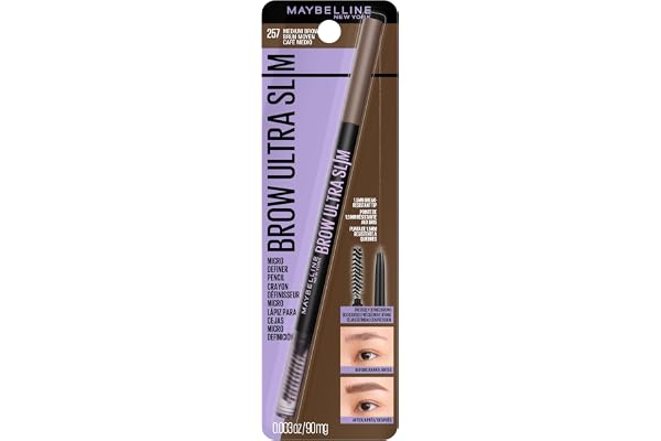 Maybelline New York Brow Ultra Slim Defining Eyebrow Makeup Mechanical Pencil With 1.55 MM Tip & Blending Spoolie For Precise