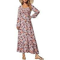 Floral Print Maxi Dress Women Button Up Split Long Flowy Bohemian Beach  Party Dresses at Amazon Women's Clothing store
