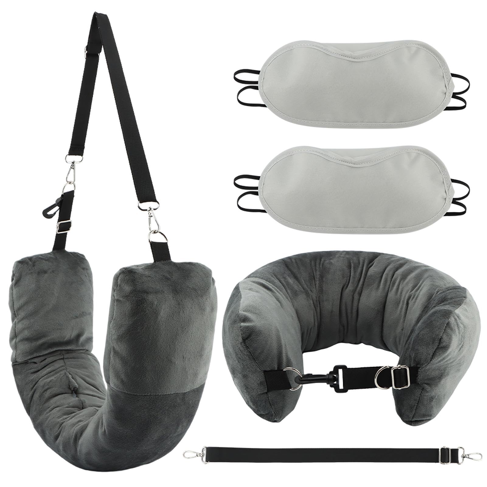Photo 1 of 2Pack Stuffable Travel Neck Pillow,Stuffable Travel Pillow,Travel Pillow for Extra Luggage,Packable Airplane Neck Pillow with Adjustable Neck Size for All Seasons,Travel Essentials,No Filler