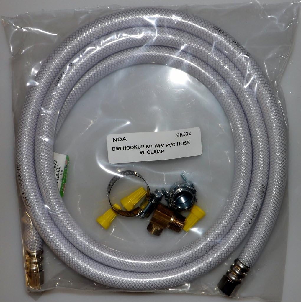Dishwasher Installation Kit w/6' Braided Poly Water Line