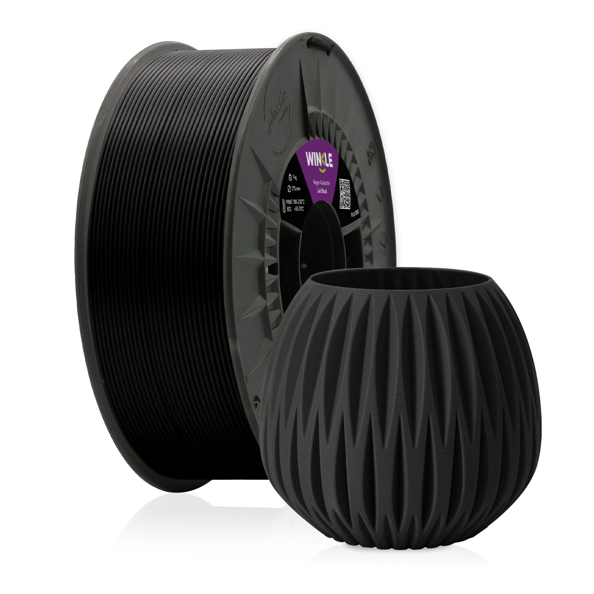 Winkle PLA Filament 3D850 1.75mm Jet Black 3D Printing Filament 1000g Spool