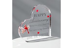 Feeldeal Happy Anniversary Cardinal Gift for Women, Men Anniversary Wedding Acrylic Paper Weights, for Couple Wife Husband Her Him Girlfriend Boyfriend