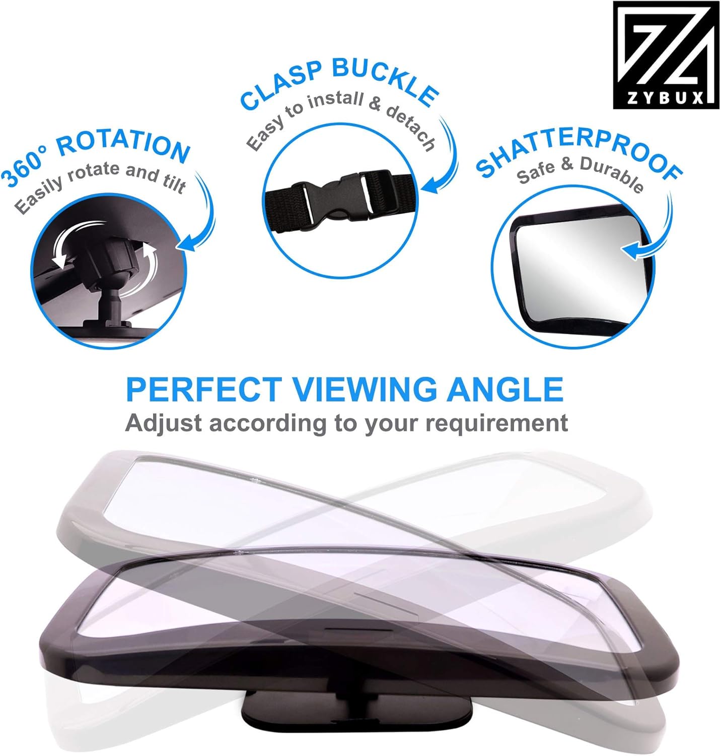 ZYBUX Back Seat Baby Mirror Peace of Mind to Keep an Eye on Baby in a