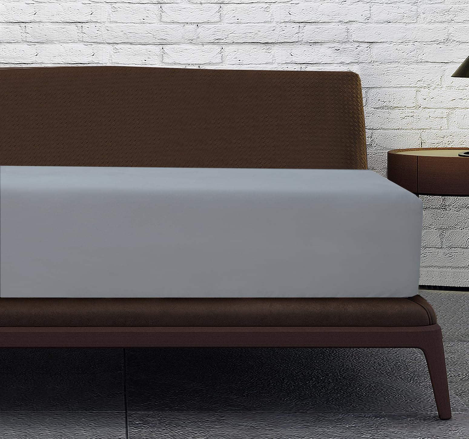 Linen Home Super King Fitted Sheet Silver Deep fit 12''/30cm Microfibre Easy Care Fitted Bed Sheets SuperKing - Ultra Soft Brushed Wrinkle and Fade Resistance Bedding(Super King, Silver)